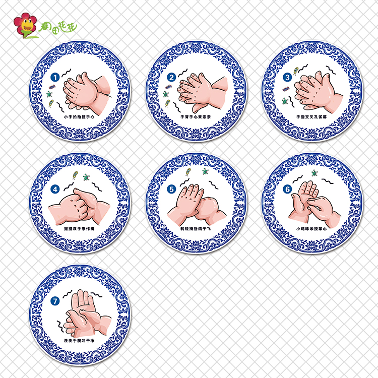 正确海洋系蒙德里安步法青花瓷