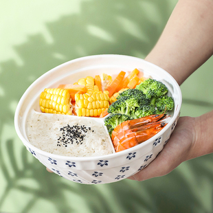 陶瓷鸡蛋羹蒸碗带盖家用宝宝微波炉专用食品级分格蒸碗饭盒三格碗