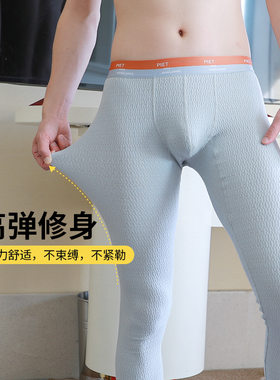 网将秋裤男士纯棉保暖全棉打底衬裤冬季薄款男款棉裤大码毛线裤