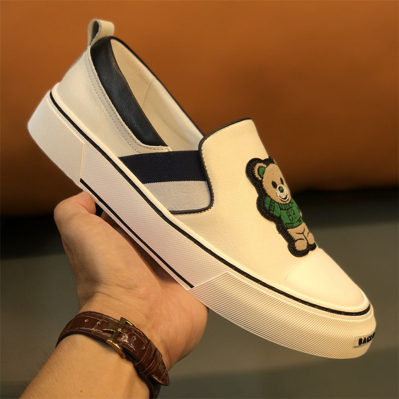 广州男鞋工厂代发欧洲站乐福鞋真皮一脚蹬透气板鞋潮牌懒人鞋皮鞋