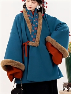 【正版声明】暖芙明制飞机袖提花加绒加厚改良汉服茶服秋冬新品