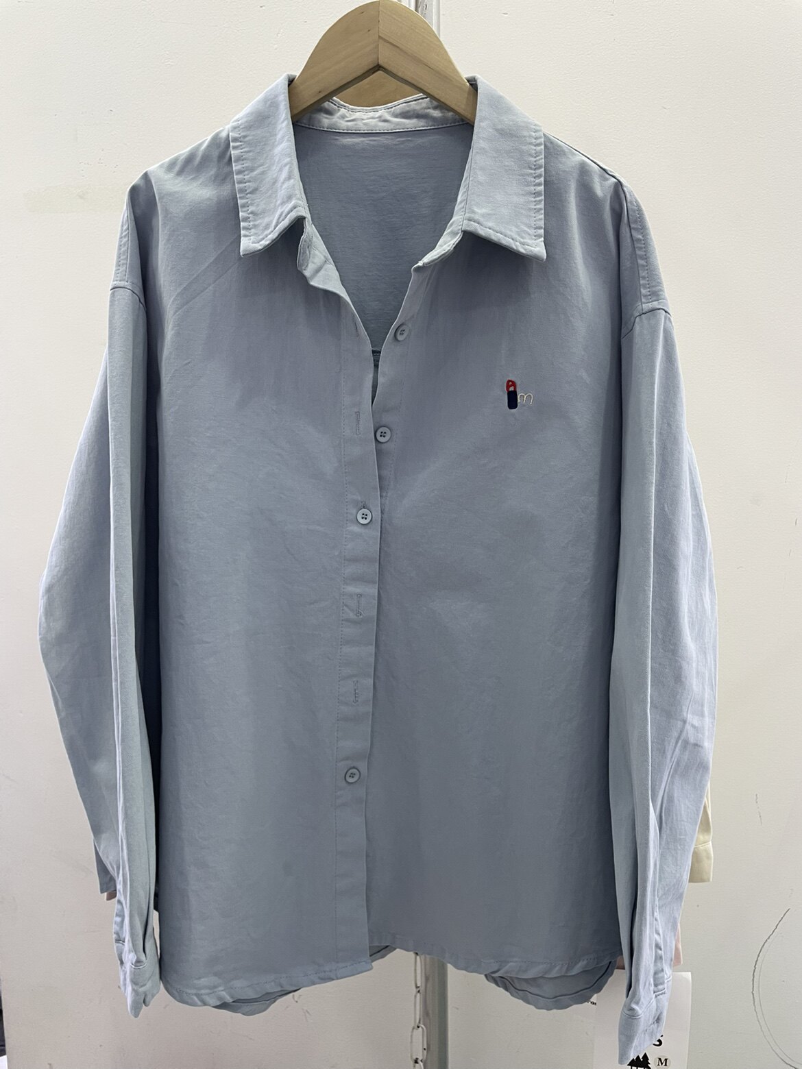 QXS3657韩版纯色刺绣衬衫衬衫