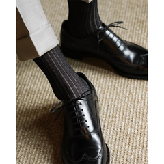 KINNIT 立体坑纹 经典纯色中筒绅士袜 男士商务西装精梳丝光棉袜