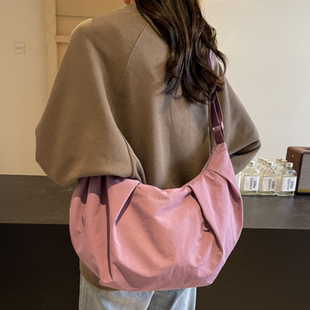 女士托特饺子包包通勤布包单肩背包潮 大容量帆布斜挎包女2025新款