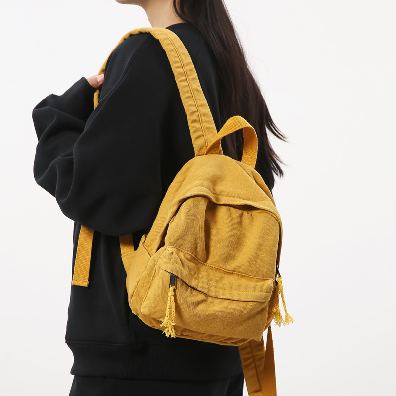 休闲百搭ins小众女式双肩包2025新款帆布后背包迷你小书包斜肩包