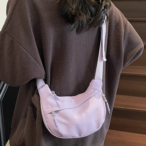 休闲简约饺子包帆布单肩包包女