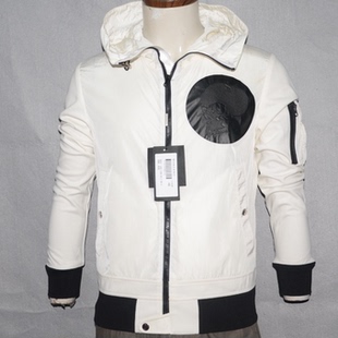 MO男装秋冬连帽夹克衫 时尚大印花茄克衫 潮牌白色保暖外套