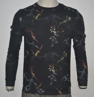 时尚 LA男装 T恤 套头 潮牌单衣打面底衫 印花男士 秋冬圆领长袖 个性