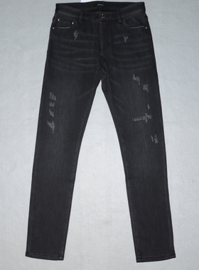 A男装秋冬加绒厚款牛仔裤 时尚绣花休闲长裤潮牌弹力修身裤子4456