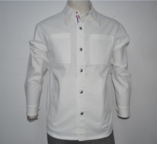 MO男装春夏翻领衬衫夹克衫 时尚白色帅气茄克衫 潮牌长袖外套2990