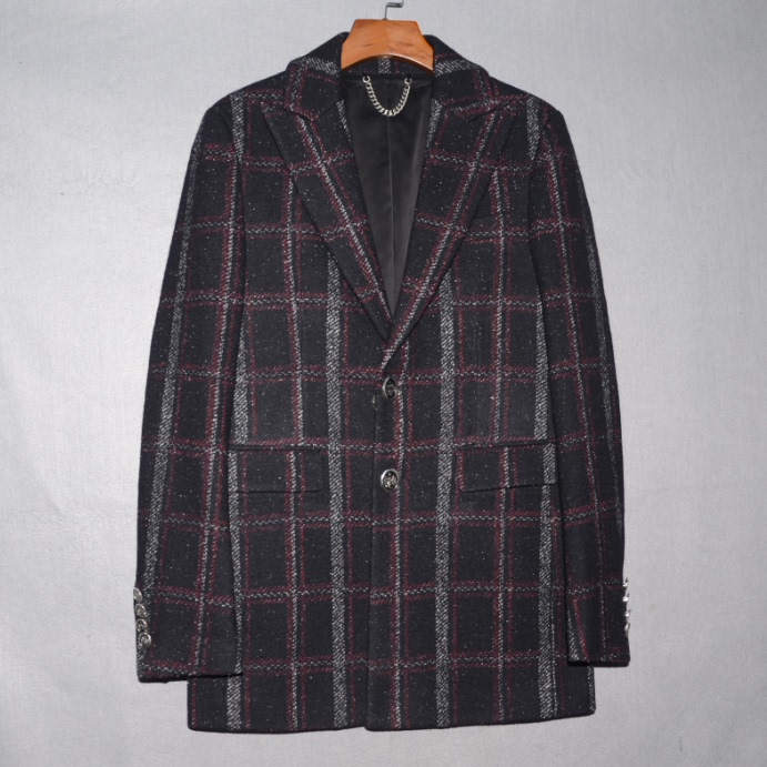 MO男装秋冬翻领毛呢外套 时尚格子中长毛呢大衣 潮牌保暖夹克上衣,男装,毛呢大衣,淘宝优惠券,粉丝福利购,淘宝优惠卷