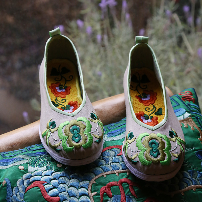 走绣坊千层底圆头原创直销中式手工缝制彝族绣花布鞋女复古民族风,女鞋,传统布鞋,淘宝优惠券,粉丝福利购,淘宝优惠卷