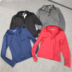 T恤秋季 多色翻领长袖 小V领拼接宽松直筒糖果色上衣 女装 外贸新品