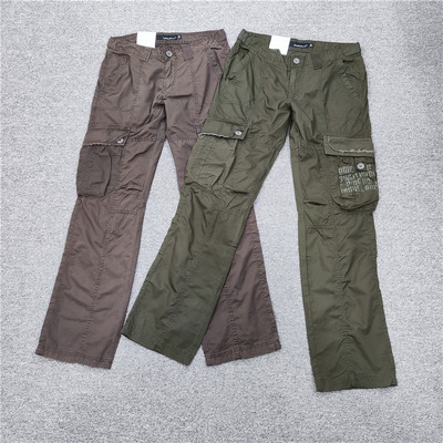 中低腰休闲撤柜长裤工装多袋裤