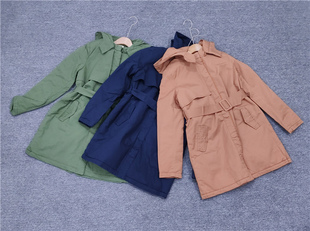 撤柜女装中长款加厚百搭休闲棉衣 连帽长袖有腰带显瘦棉服 秋冬