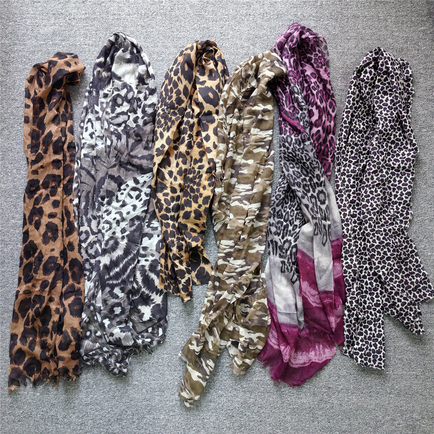 外贸棉麻薄款Y2K小众设计复古豹纹系围巾 千禧辣妹披肩围脖