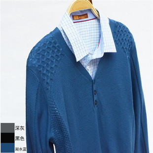 男 柜子真品秋款 针织衫 宽松休闲套头毛衣T恤V领线衣打底衫 潮 男士