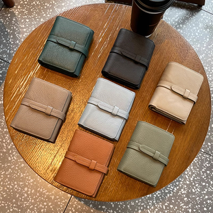 新款 多功能零钱包 精致简约钱包女士短款 大容量多卡位抽带钱夹竖款