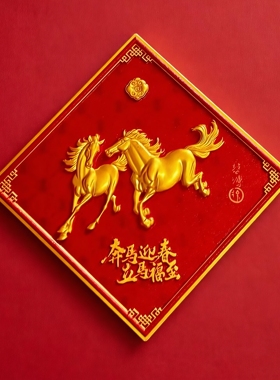 正品2026马年双奔马冰箱贴徐悲鸿联名金属浮雕磁吸贴文创纪念礼品