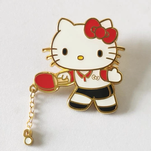 三丽鸥hello 正品 kitty乒乓球徽章可爱卡通金属胸针周边纪念礼品