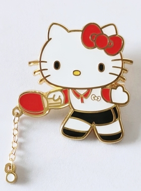正品三丽鸥hello kitty乒乓球徽章可爱卡通金属胸针周边纪念礼品