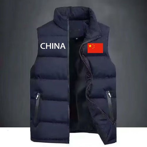 国家队休闲马甲男款秋冬新款时尚百搭加厚棉背心潮流外套立领马夹