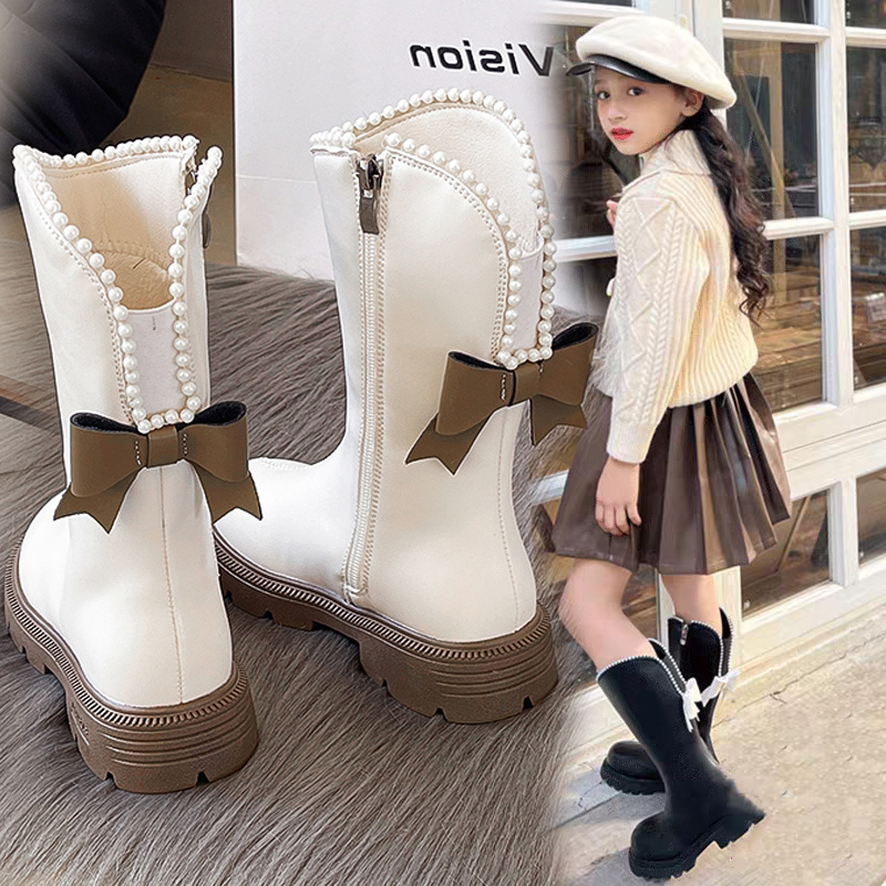 2025新款儿童秋冬加绒马丁靴女童长靴公主长筒靴英伦靴子高筒靴潮