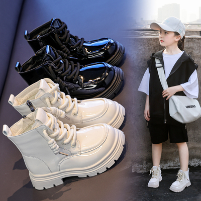 女童马丁靴英伦短靴单里儿童靴子秋冬季公主时尚加绒洋气加绒大童