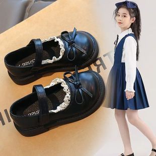 女童小皮鞋2025新款秋季白色洋气公主鞋软底儿童鞋女孩单鞋英伦风
