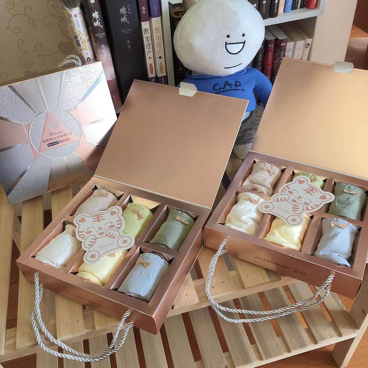6条盒装名媛3.0升级版蚕丝润肤养护内裤女奶油泡泡纯棉少女三角裤