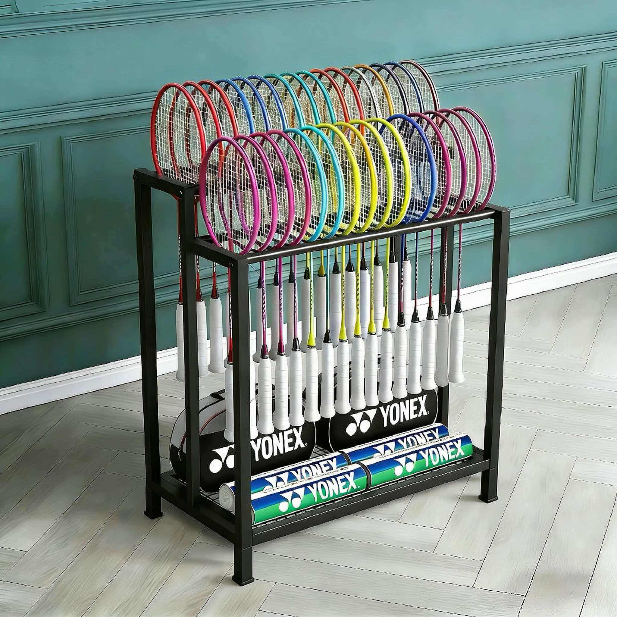 羽毛球拍学校收孔落地架子家用架子专用拍展示存放学校体育可移动