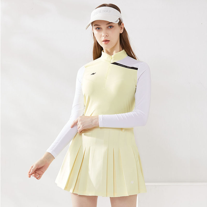 高尔夫球服装女士t恤衣服夏季套装百褶半身裙长袖高尔夫女装短裙