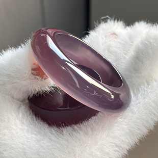 夏季百搭女款天然玛瑙帝王紫玉髓手镯高冰高透冰种紫玉髓玉手镯