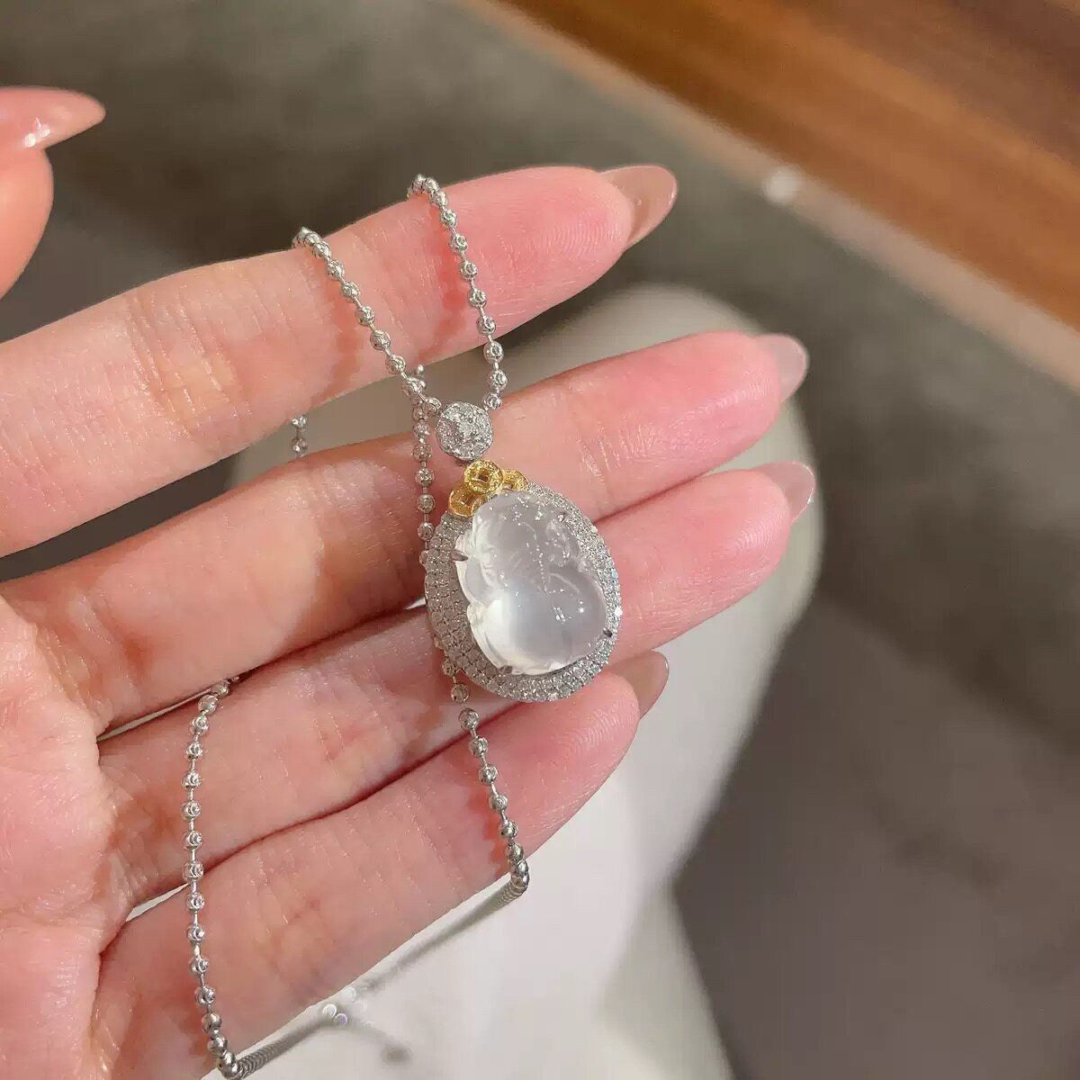 2026新款玉髓貔貅精致冰感吊坠项链925纯银镶嵌财源滚滚女款项链