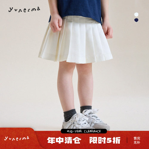 允儿妈女童春季简约百褶半身裙