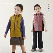 背心儿童上衣潮 户外山系连帽防风马甲宝宝时尚 允儿妈女童春季 新款