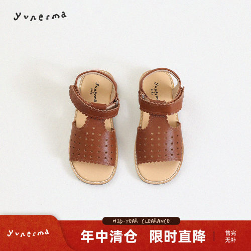 允儿妈女童夏季镂空魔术贴凉鞋