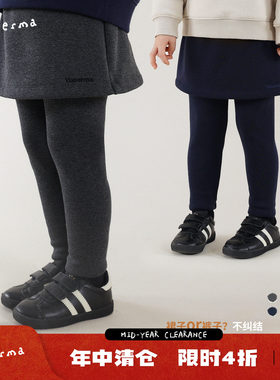 幼儿园宝宝假两件加绒裙裤打底裤