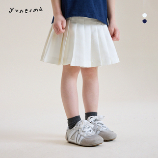 允儿妈女童春季新款简约百褶半身裙女孩2026时尚短裙儿童百搭半裙