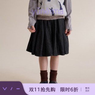 允儿妈女童秋季小众牛仔半身裙儿童新款百褶裙时尚短裙宝宝半裙潮