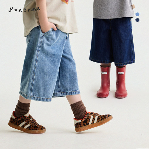 允儿妈女童7分牛仔休闲裤阔腿裤