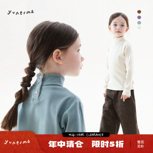 允儿妈女童冬季长绒匹马棉半高领打底衫儿童秋冬保暖T恤宝宝上衣
