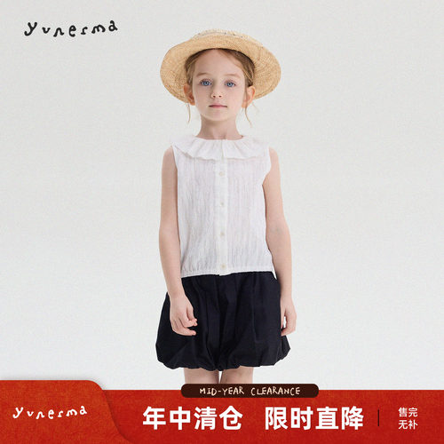 允儿妈女童夏季花边背心娃娃衫