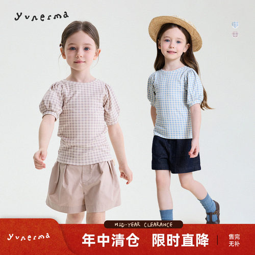 允儿妈女童匹马棉泡泡袖短袖T恤