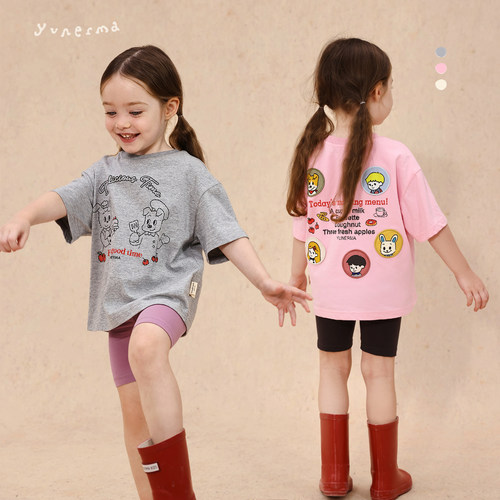 允儿妈女童日系可爱动物印花T恤