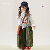 宝宝春季 日系百搭不规则背心允儿妈女童春秋纯棉马甲儿童上衣 新款