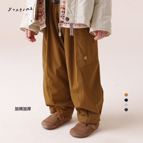 允儿妈女童冬季直筒印花加厚棉裤