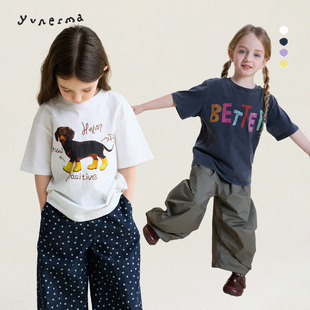 允儿妈女童春夏新款纯棉卡通印花短袖 儿童2026时尚T恤宝宝上衣潮