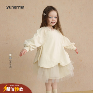 宝宝幼儿园秋季 百搭卫衣拼接蓬蓬纱裙允儿妈女童春夏洋气连衣裙潮