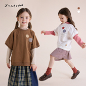 韩系简约贴布短袖 允儿妈女童2026春季 新款 儿童叠穿上衣宝宝T恤潮